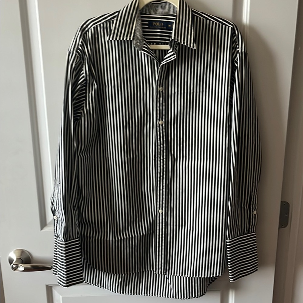 Polo by Ralph Lauren Black and White Striped Men's Shirt